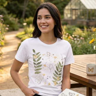 Camiseta Triblenda Botanical Wildflower Butterfly T-Shirt