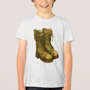Camiseta Triblenda Botas de Combate Florales – Estilo Vintage Cottag