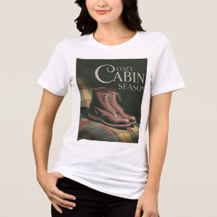 Camiseta Triblenda Botas de temporada de cabaña acogedora Arte de cua
