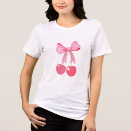 Camiseta Triblenda Bow rosa y cerezas, coqueta