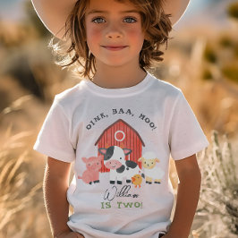 Camiseta Triblenda Boys “Two” Farm Animal Barnyard Kids 2nd Birthday