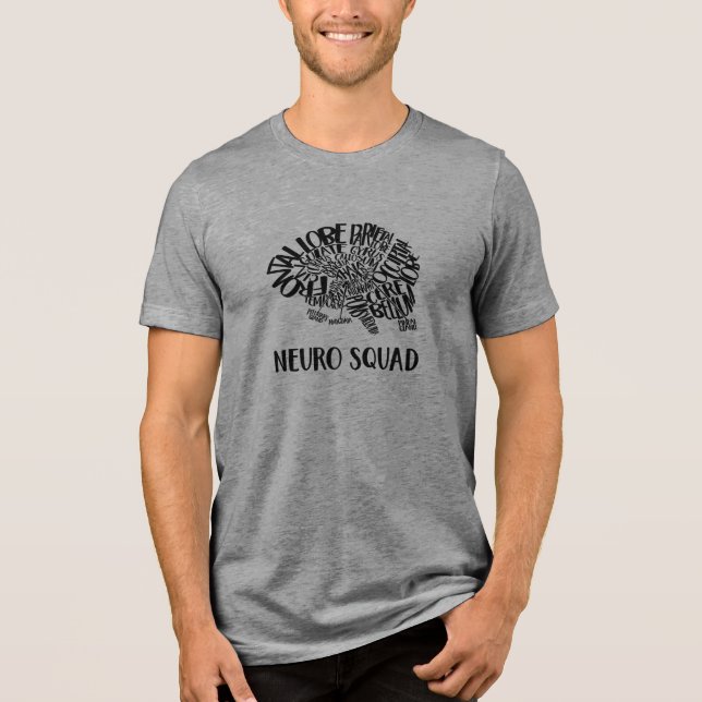 Camiseta Triblenda Brain Word Cloud Neuro Squad in Black (Anverso)