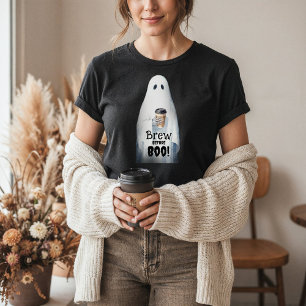 Camiseta Triblenda Brew Before Boo Spooky Ghost Coffee Cup Halloween