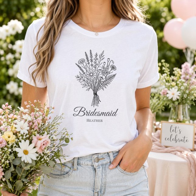 Camiseta Triblenda Bridesmaid Bridal Party Wildflower Name (Subido por el creador)