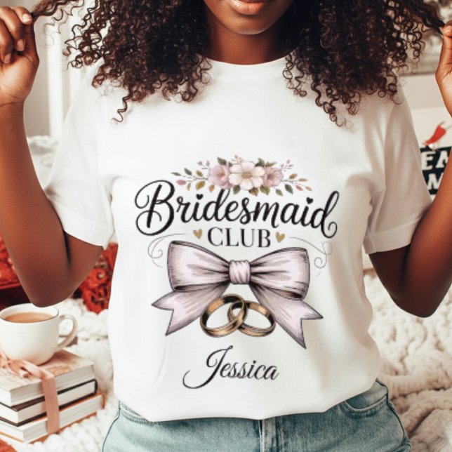 Camiseta Triblenda Bridesmaid Club Coquette Floral Bow Wedding Party (Subido por el creador)