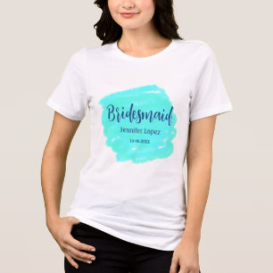Camiseta Triblenda Bridesmaid color de agua verde azul añadir nombre