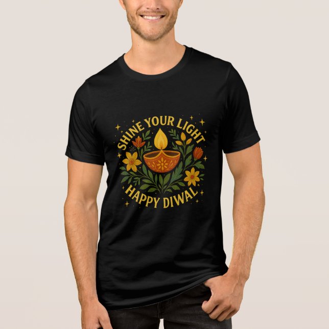 Camiseta Triblenda Brilla tu luz - Feliz Diwali Tri-fusionar camiseta (Anverso)