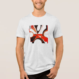 Camiseta Triblenda Brillante Red Tan Negro MCM Aspecto Geométrico Res