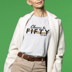 Camiseta Triblenda Brindis por 50 tipografía Cumpleaños personalizado