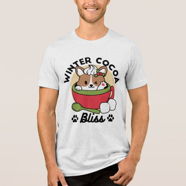 Camiseta Triblenda Bromas de cacao en invierno - Perro lindo en diseñ (Anverso)