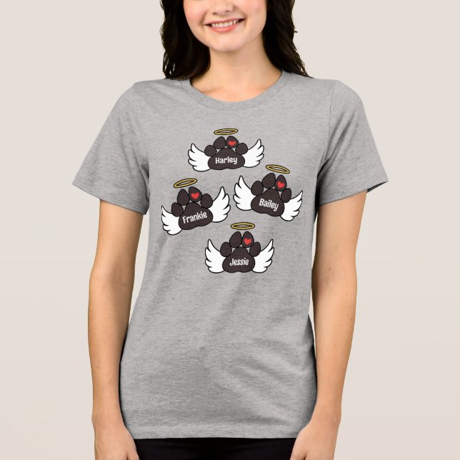 Camiseta Triblenda Brown Paws Red Heart Angel Wings 4 Dogs Memorial (Anverso)