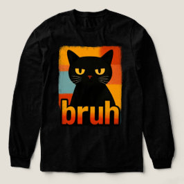Camiseta Triblenda Bruh Black Cat Funny Retro Vintage Meme 