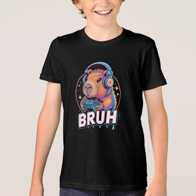 Camiseta Triblenda Bruh Capybara Funny Video Games (Anverso)