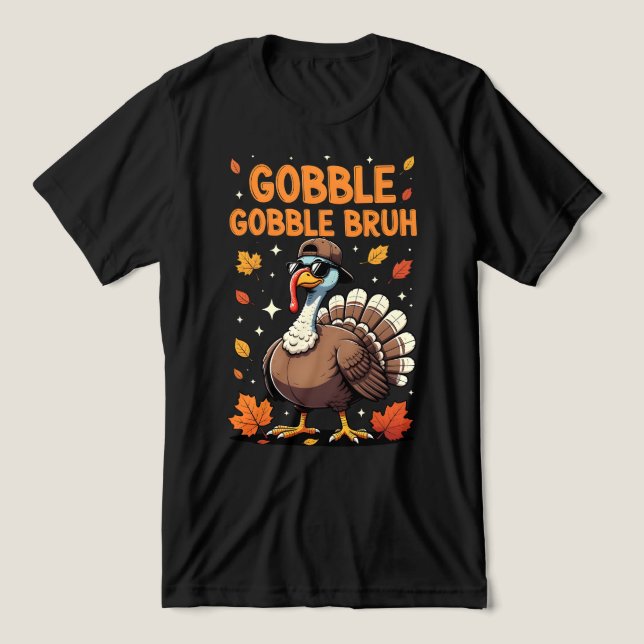 Camiseta Triblenda Bruh Thanksgiving Turkey Gobble Kids Teens  (Diseño delantero )