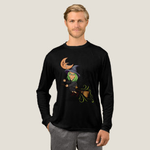 Camiseta Triblenda Bruja Asustadiza Volando Escoba Luna Creciente