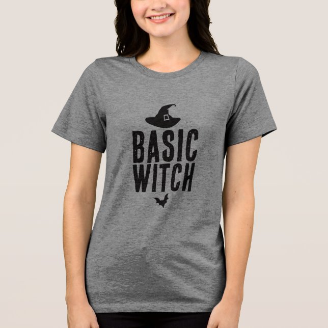 Camiseta Triblenda Bruja básica, Gorra de brujas, camiseta de Hallowe (Anverso)