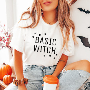 Camiseta Triblenda Bruja Básica Halloween Moderno para Mujeres