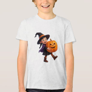 Camiseta Triblenda Bruja con calabaza Halloween temporada espeluznant