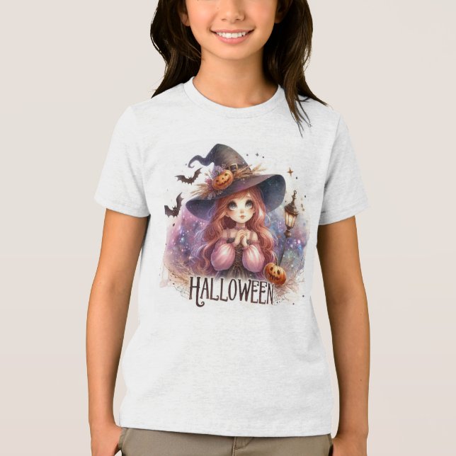 Camiseta Triblenda Bruja de Halloween Linda (Anverso)