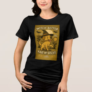 Camiseta Triblenda Bruja de Halloween Mejor Ten Mis Galletas Perro Di
