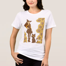 Camiseta Triblenda “Bruja de Halloween y Gata Bella+Canvas Tri-Blend