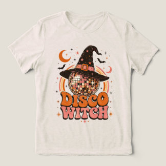 Camiseta Triblenda Bruja Disco Retro Halloween Bola de Disco Gráfica