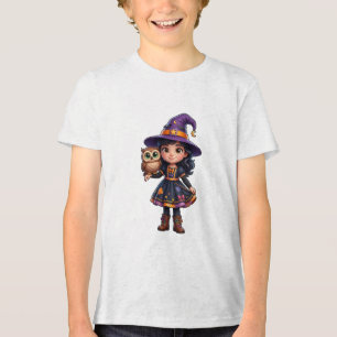 Camiseta Triblenda Bruja encantada con búho Arte de fantasía de Hallo