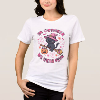 Camiseta Triblenda Bruja Gato Negro Lindo En Octubre Nosotros Vestimo