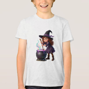 Camiseta Triblenda Bruja mezclando caldero mágico de Halloween fantas