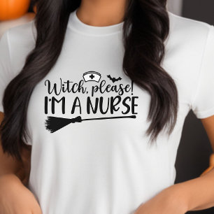 Camiseta Triblenda Bruja Por Favor Soy Enfermera Halloween