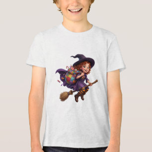 Camiseta Triblenda Bruja Voladora con Bolsa de Dulces Halloween Espel