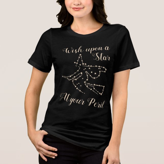 Camiseta Triblenda Bruja Voladora Starry | Halloween elegante (Anverso)