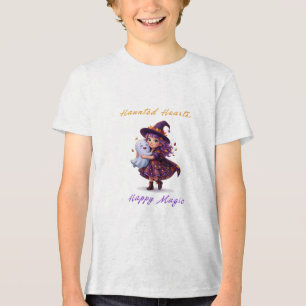 Camiseta Triblenda Bruja y Boo Amigas Dulce Halloween Magia