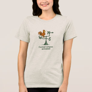 Camiseta Triblenda Brújula de Cóctel Divertida con Gallo Veleta