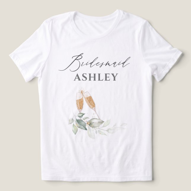 Camiseta Triblenda Brunch with the Bride Gold Greenery Bridesmaid (Diseño delantero )