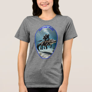 Camiseta Triblenda Buceador de Buceo Vintage SCUBA Montando un lagart