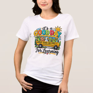 Camiseta Triblenda Buen Día Para Aprender Autobús Animales Sol