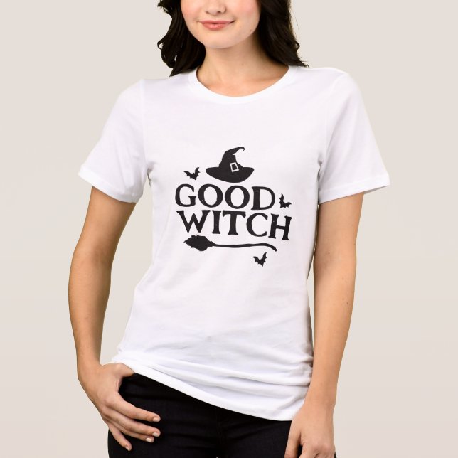 Camiseta Triblenda Buena Bruja, Gorra Bruja, camiseta de Halloween (Anverso)