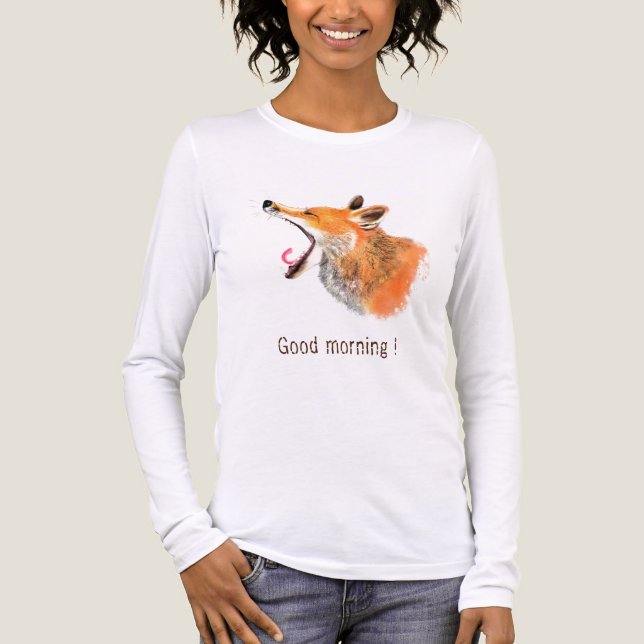 Camiseta Triblenda Buenos días Yawning Fox y envía mensajes de texto  (Anverso)