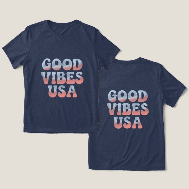 Camiseta Triblenda BUENOS VIBOS Azul de la Marina de Estados Unidos (Diseño Anverso y Reverso)