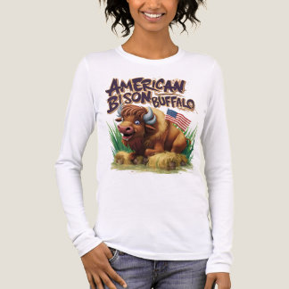 Camiseta Triblenda Búfalo de venado estadounidense con bandera estado