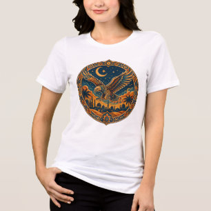 Camiseta Triblenda Búho Arábigo Místico Creciente Luna Arte del Desie