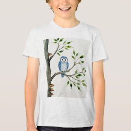 Camiseta Triblenda Búho azul en una rama de árbol