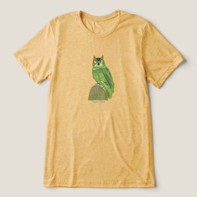 Camiseta Triblenda Búho en cactus  (Diseño delantero )