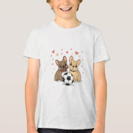 Camiseta Triblenda Buldog Francés with soccer ball Valentine's Day