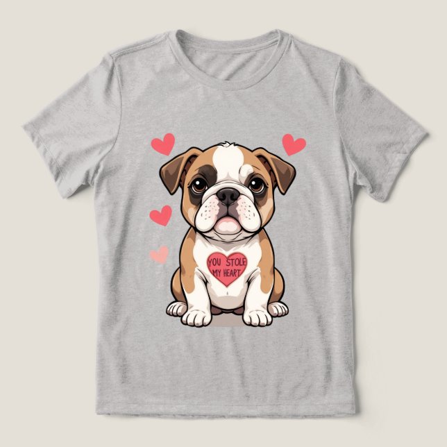 Camiseta Triblenda Bulldog con mensaje de corazón (Diseño delantero )
