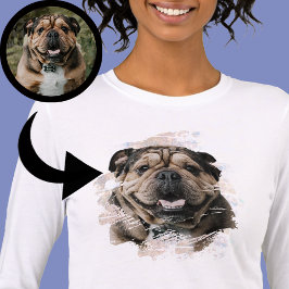 Camiseta Triblenda Bulldog o tu foto madre de perro morrón Tan y blan