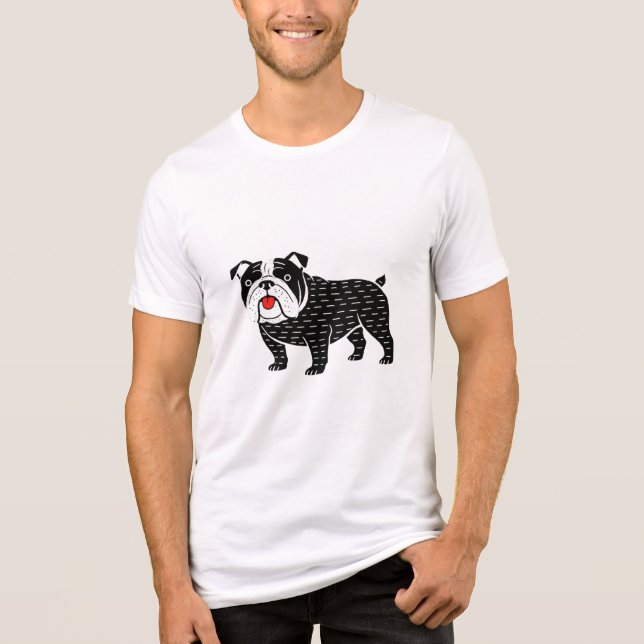 Camiseta Triblenda Bulldog T-Shirt | Kawaii Folk Art Dog Graphic Tee (Anverso)