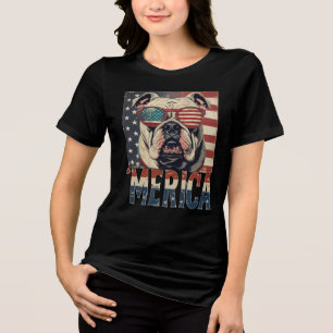 Camiseta Triblenda Bulldog Vintage Merica 4 de julio patriótico