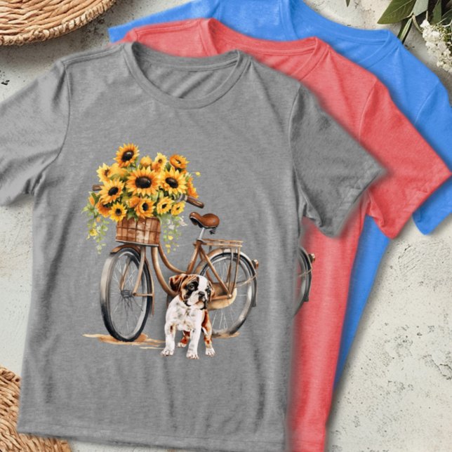 Camiseta Triblenda Bulldog y bicicleta de girasol (Subido por el creador)